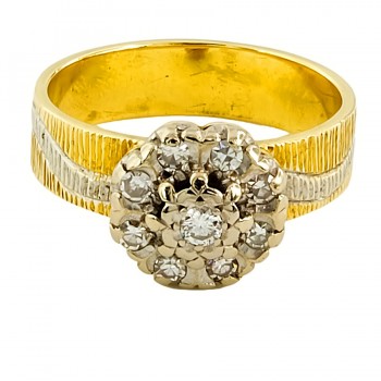 18ct gold 2 tone Diamond Cluster Ring size N